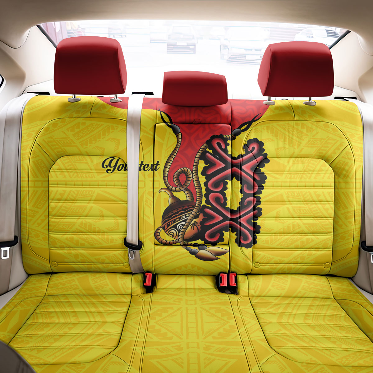 Personalised Papua New Guinea Oro Necklace Back Car Seat Cover Gold Melanesia Traditional Pattern LT9 - Polynesian Pride