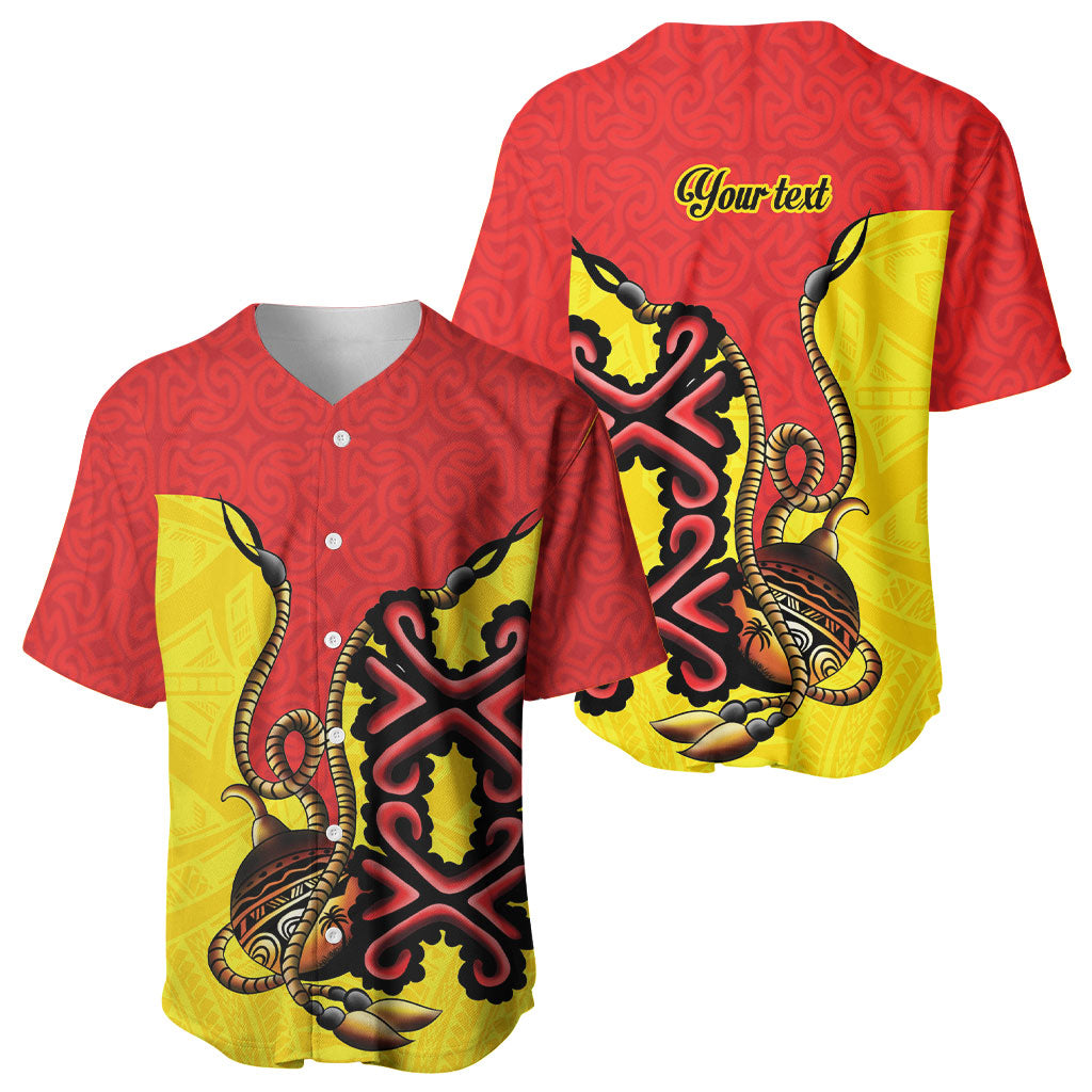 Personalised Papua New Guinea Oro Necklace Baseball Jersey Gold Melanesia Traditional Pattern LT9 - Polynesian Pride