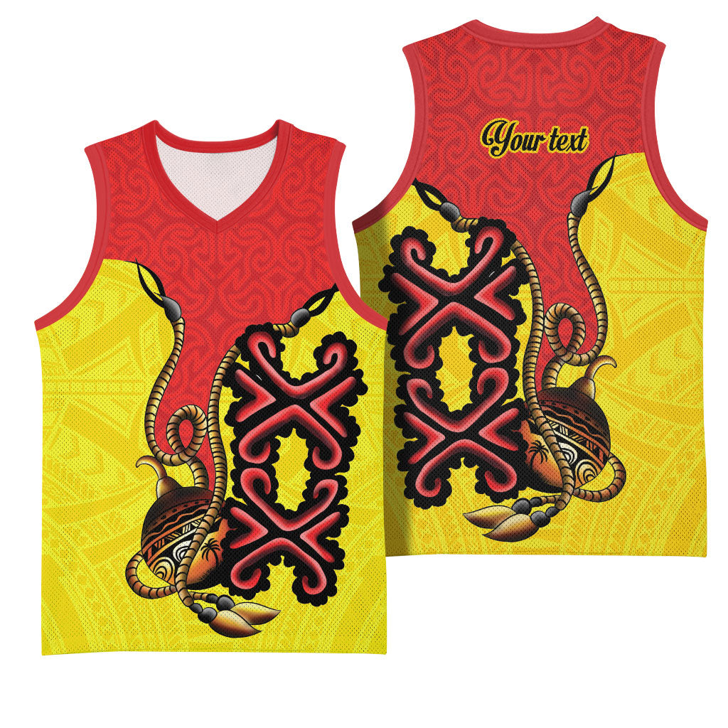 Personalised Papua New Guinea Oro Necklace Basketball Jersey Gold Melanesia Traditional Pattern LT9 - Polynesian Pride