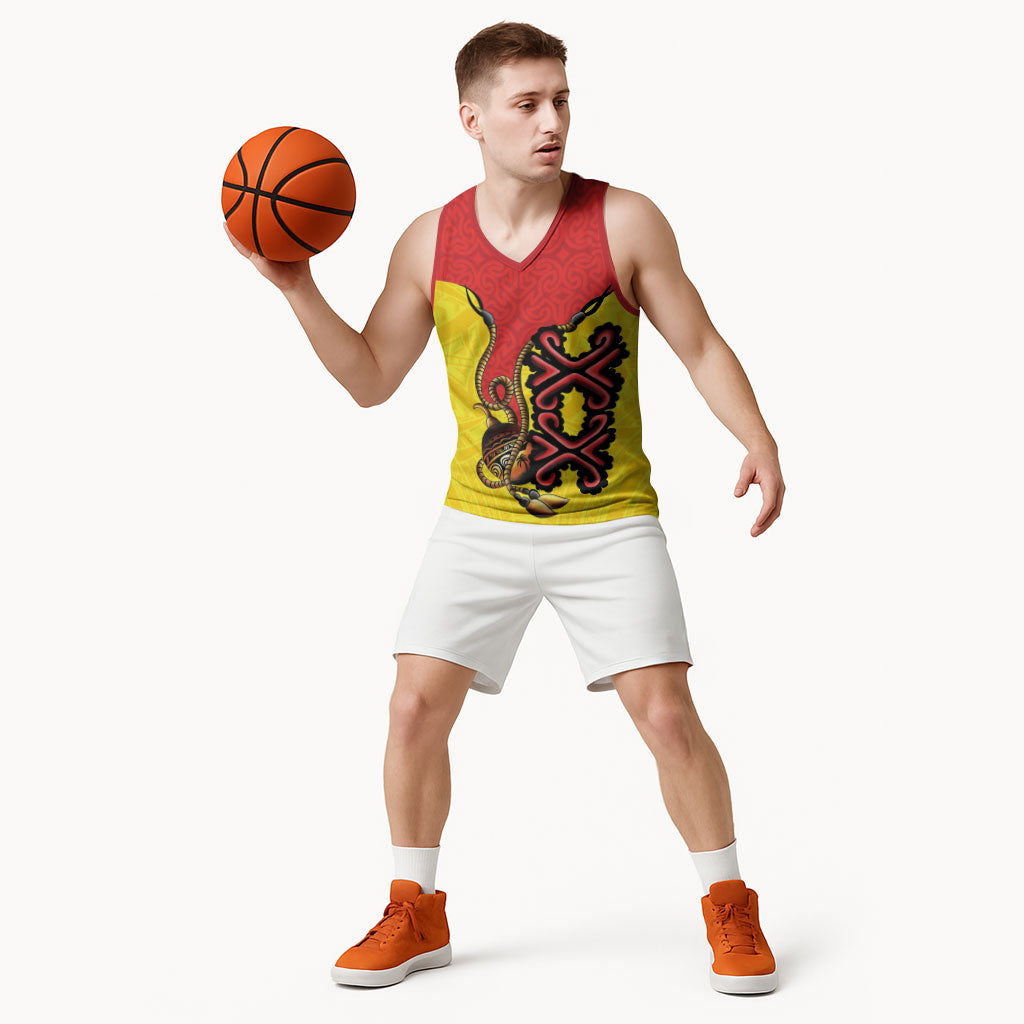 Personalised Papua New Guinea Oro Necklace Basketball Jersey Gold Melanesia Traditional Pattern LT9 - Polynesian Pride