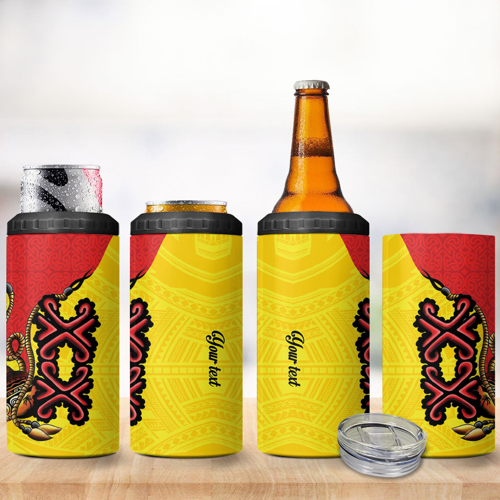 Personalised Papua New Guinea Oro Necklace 4 in 1 Can Cooler Tumbler Gold Melanesia Traditional Pattern LT9 - Polynesian Pride