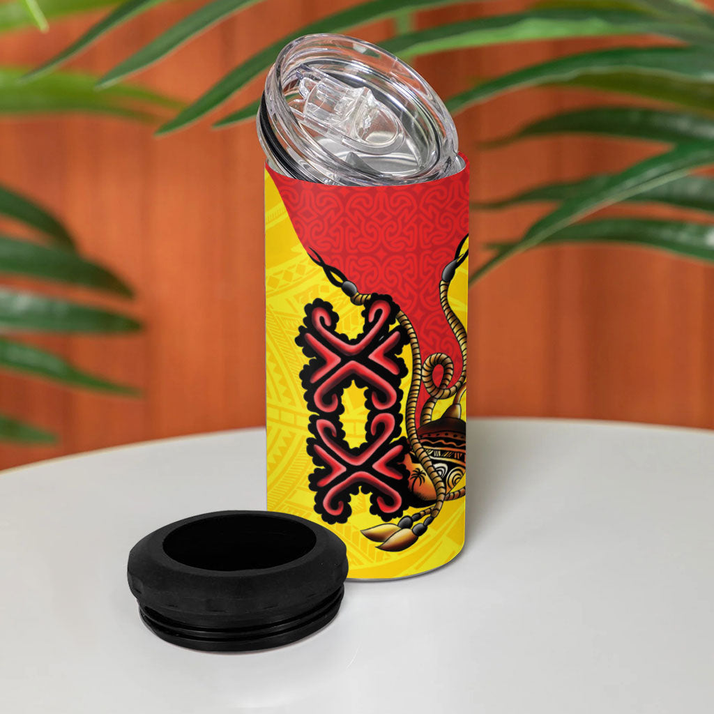 Personalised Papua New Guinea Oro Necklace 4 in 1 Can Cooler Tumbler Gold Melanesia Traditional Pattern LT9 - Polynesian Pride