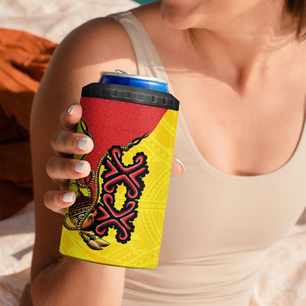 Personalised Papua New Guinea Oro Necklace 4 in 1 Can Cooler Tumbler Gold Melanesia Traditional Pattern LT9 - Polynesian Pride