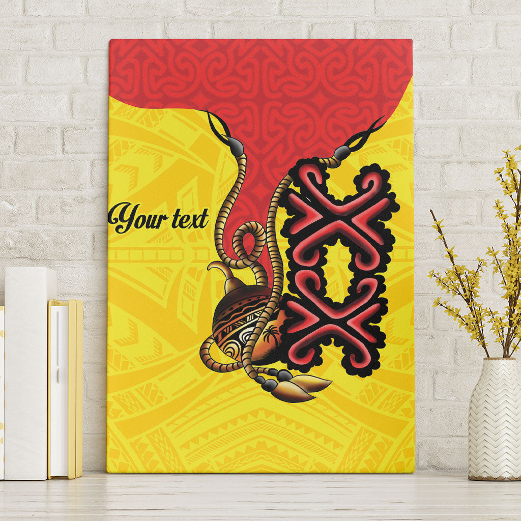 Personalised Papua New Guinea Oro Necklace Canvas Wall Art Gold Melanesia Traditional Pattern LT9 Without Frame Gold - Polynesian Pride