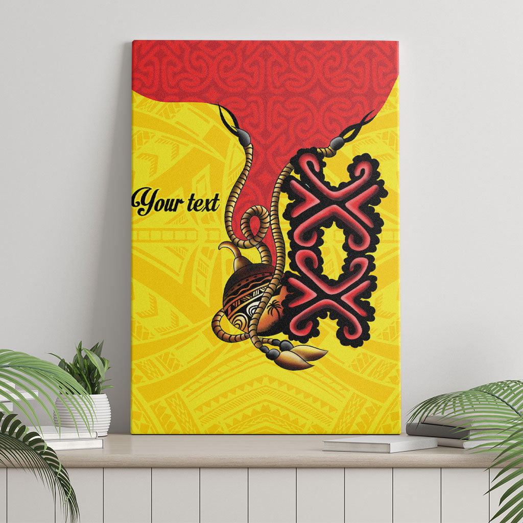 Personalised Papua New Guinea Oro Necklace Canvas Wall Art Gold Melanesia Traditional Pattern LT9 - Polynesian Pride