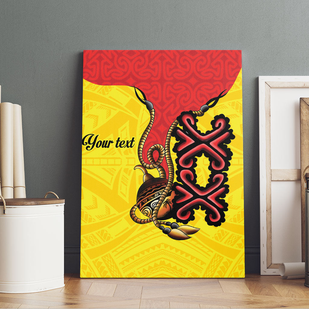 Personalised Papua New Guinea Oro Necklace Canvas Wall Art Gold Melanesia Traditional Pattern LT9 - Polynesian Pride