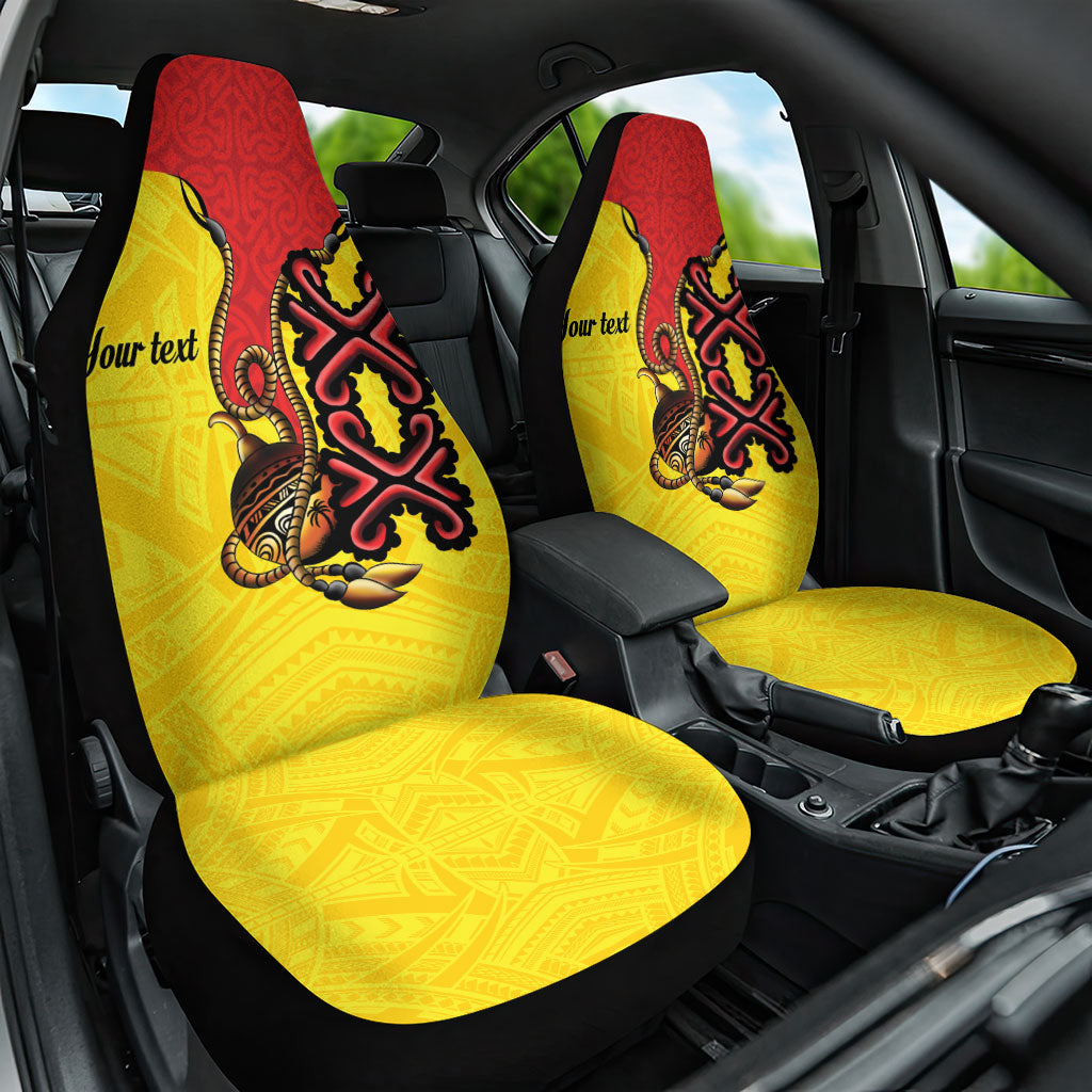 Personalised Papua New Guinea Oro Necklace Car Seat Cover Gold Melanesia Traditional Pattern LT9 One Size Gold - Polynesian Pride