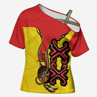 Personalised Papua New Guinea Oro Necklace Cross Shoulder Shirt Gold Melanesia Traditional Pattern LT9 Female Gold - Polynesian Pride