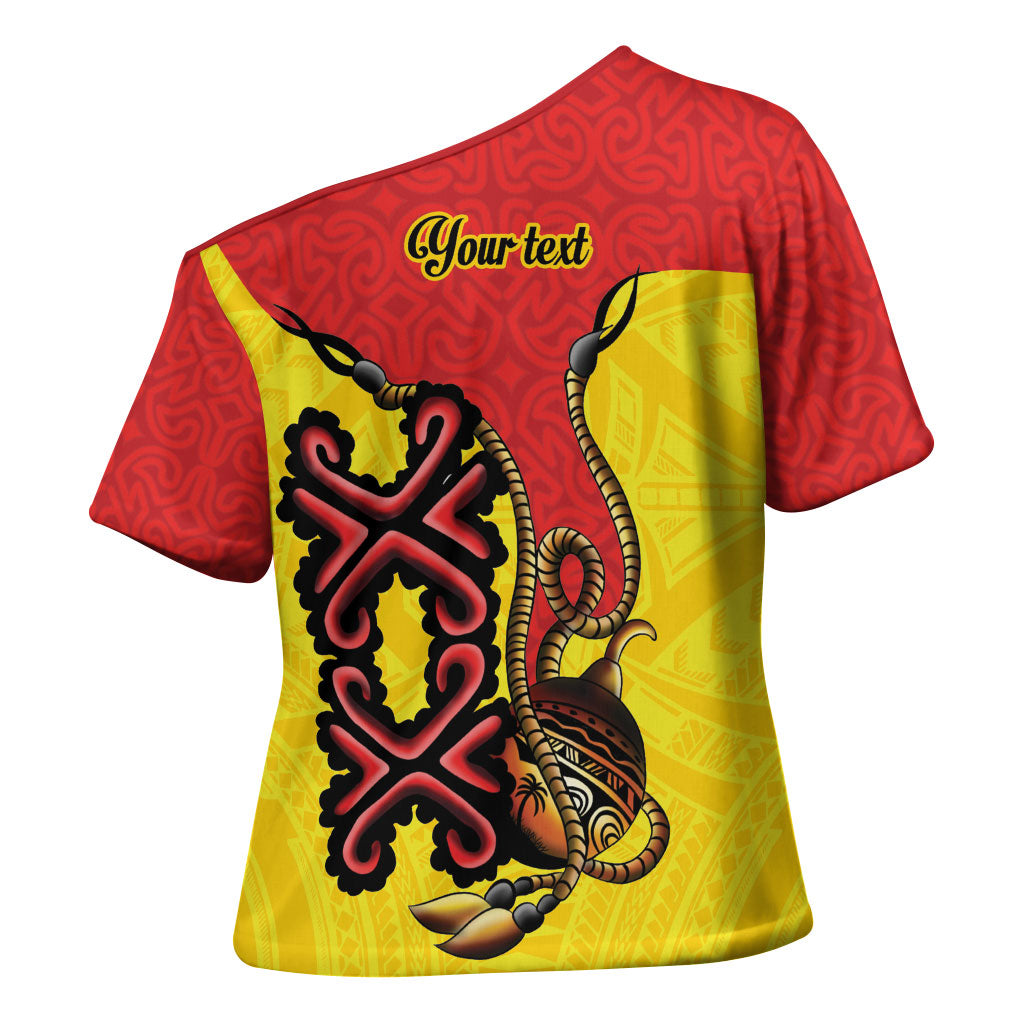 Personalised Papua New Guinea Oro Necklace Cross Shoulder Shirt Gold Melanesia Traditional Pattern LT9 - Polynesian Pride