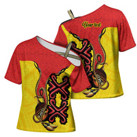 Personalised Papua New Guinea Oro Necklace Cross Shoulder Shirt Gold Melanesia Traditional Pattern LT9 - Polynesian Pride