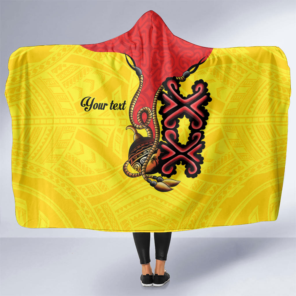 Personalised Papua New Guinea Oro Necklace Hooded Blanket Gold Melanesia Traditional Pattern LT9 One Size Gold - Polynesian Pride
