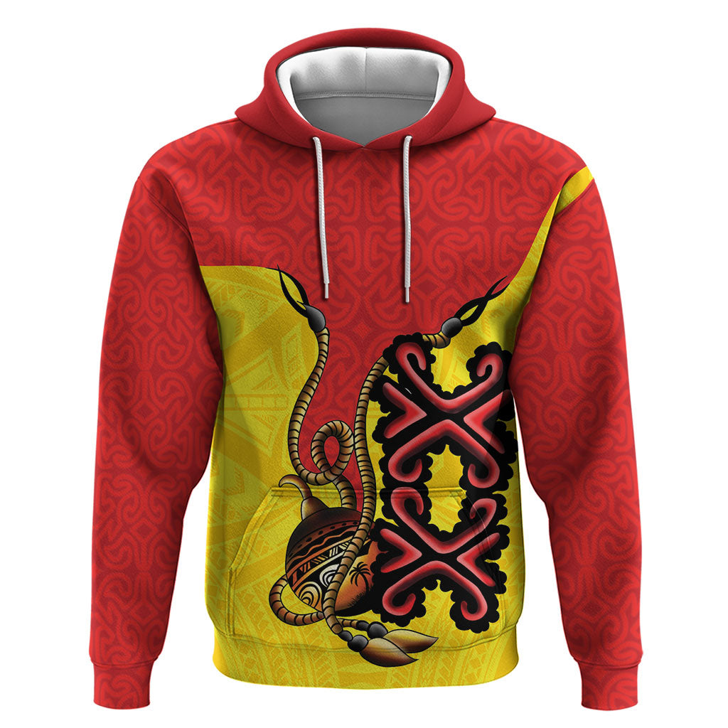 Personalised Papua New Guinea Oro Necklace Hoodie Gold Melanesia Traditional Pattern LT9 Pullover Hoodie Gold - Polynesian Pride