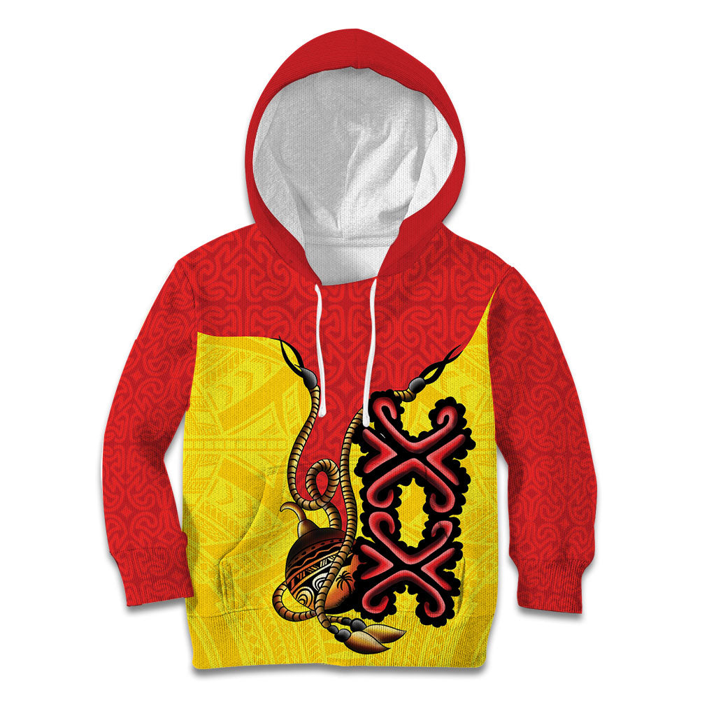 Personalised Papua New Guinea Oro Necklace Kid Hoodie Gold Melanesia Traditional Pattern LT9 Hoodie Gold - Polynesian Pride