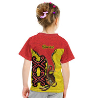 Personalised Papua New Guinea Oro Necklace Kid T Shirt Gold Melanesia Traditional Pattern LT9 - Polynesian Pride