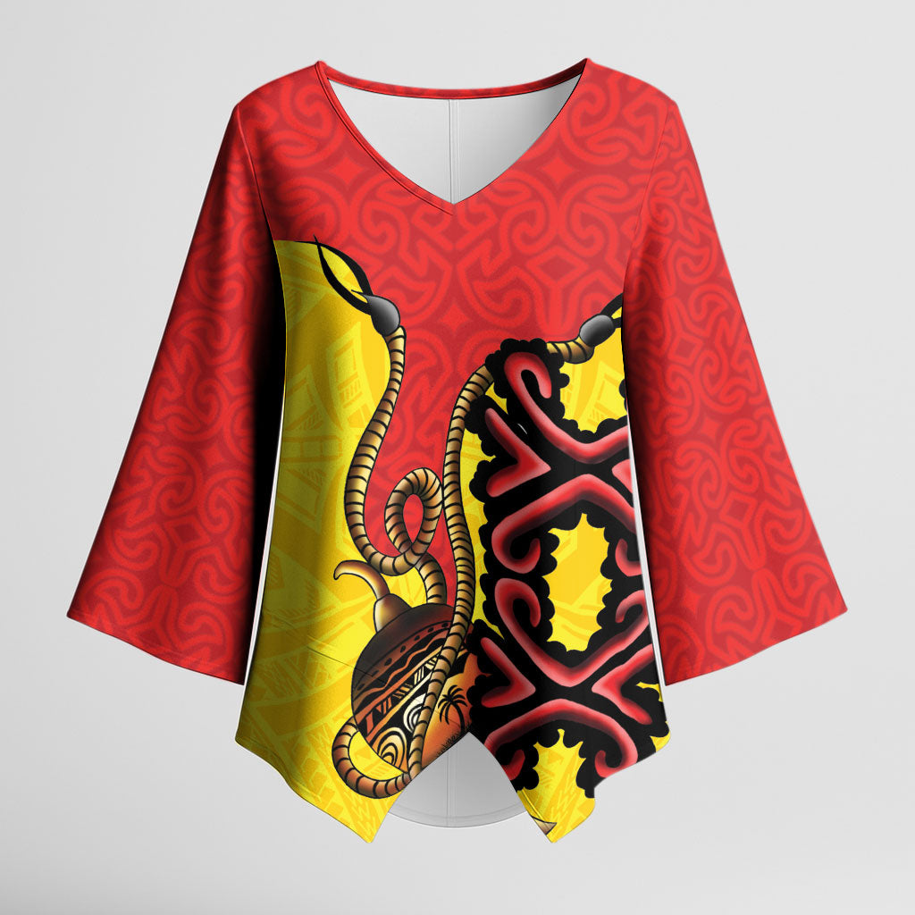 Personalised Papua New Guinea Oro Necklace Kimono Sleeve Blouse Gold Melanesia Traditional Pattern LT9 Female Gold - Polynesian Pride