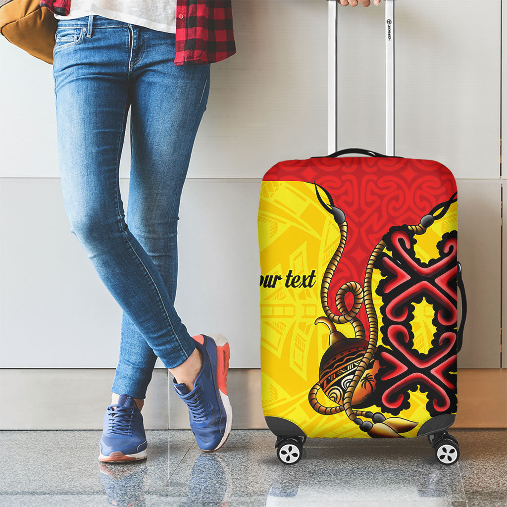 Personalised Papua New Guinea Oro Necklace Luggage Cover Gold Melanesia Traditional Pattern LT9 - Polynesian Pride