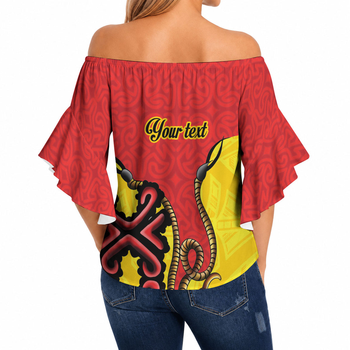 Personalised Papua New Guinea Oro Necklace Off Shoulder Wrap Waist Top Gold Melanesia Traditional Pattern LT9 - Polynesian Pride