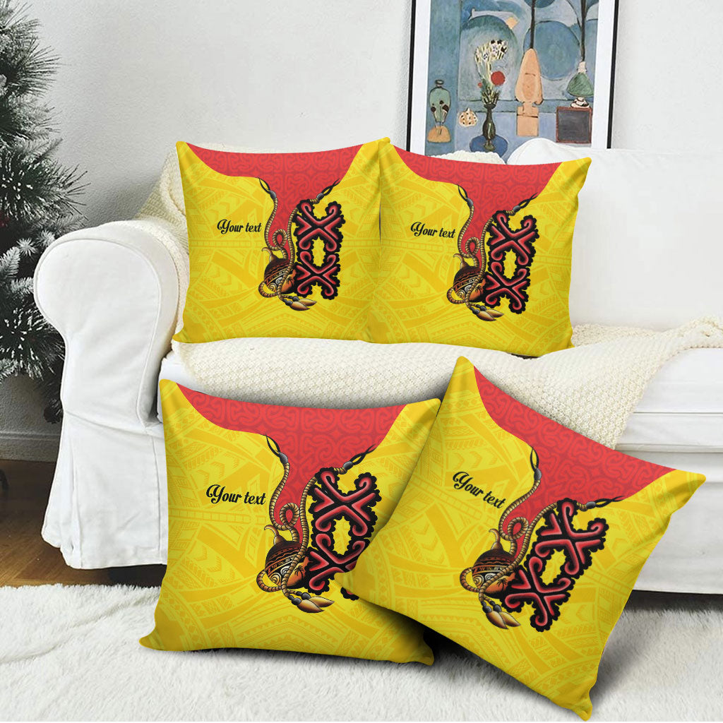 Personalised Papua New Guinea Oro Necklace Pillow Cover Gold Melanesia Traditional Pattern LT9 - Polynesian Pride