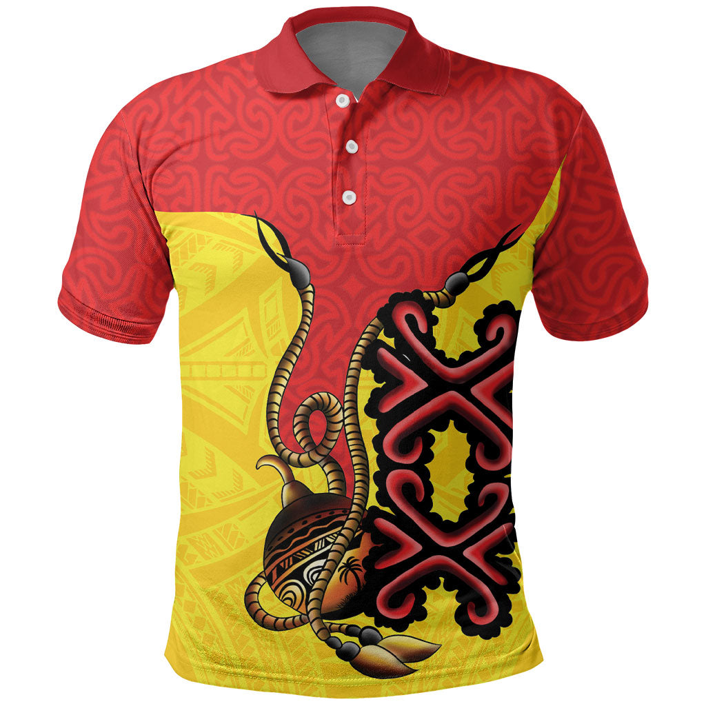 Personalised Papua New Guinea Oro Necklace Polo Shirt Gold Melanesia Traditional Pattern LT9 Gold - Polynesian Pride