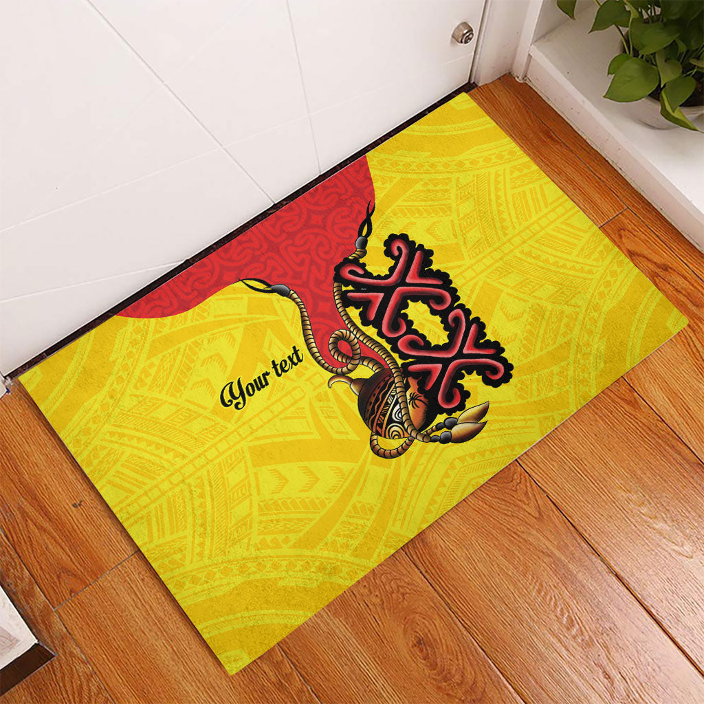 Personalised Papua New Guinea Oro Necklace Rubber Doormat Gold Melanesia Traditional Pattern LT9 - Polynesian Pride