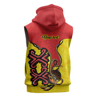Personalised Papua New Guinea Oro Necklace Sleeveless Hoodie Gold Melanesia Traditional Pattern LT9 - Polynesian Pride