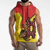 Personalised Papua New Guinea Oro Necklace Sleeveless Hoodie Gold Melanesia Traditional Pattern LT9 - Polynesian Pride