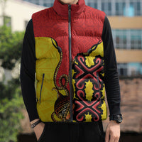 Personalised Papua New Guinea Oro Necklace Sleeveless Puffer Jacket Gold Melanesia Traditional Pattern LT9 - Polynesian Pride