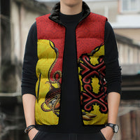 Personalised Papua New Guinea Oro Necklace Sleeveless Puffer Jacket Gold Melanesia Traditional Pattern LT9 - Polynesian Pride