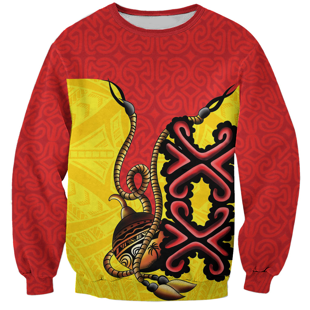 Personalised Papua New Guinea Oro Necklace Sweatshirt Gold Melanesia Traditional Pattern LT9 Unisex Gold - Polynesian Pride