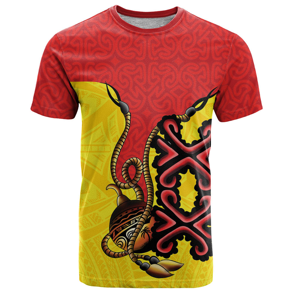 Personalised Papua New Guinea Oro Necklace T Shirt Gold Melanesia Traditional Pattern LT9 Gold - Polynesian Pride