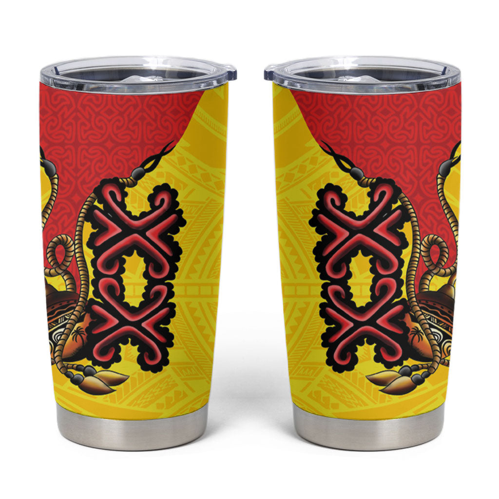 Personalised Papua New Guinea Oro Necklace Tumbler Cup Gold Melanesia Traditional Pattern LT9 Gold - Polynesian Pride