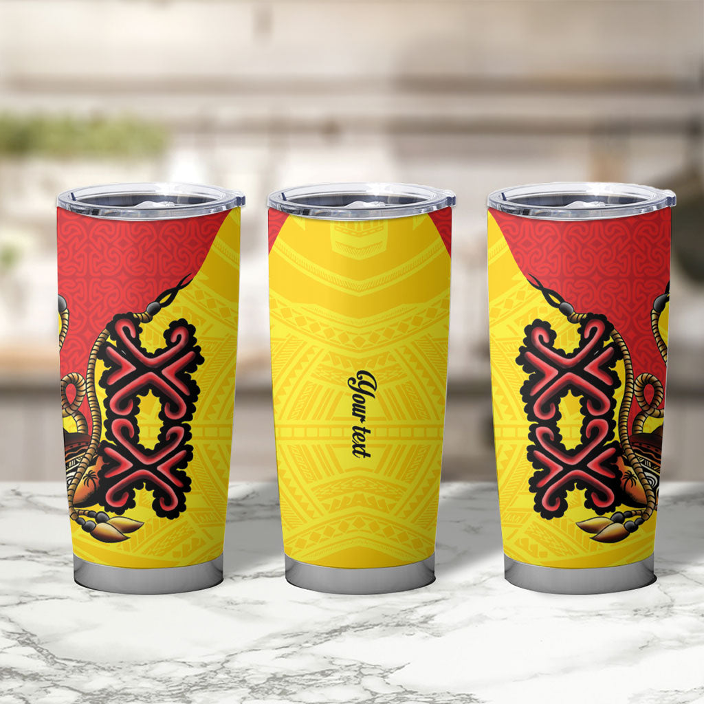 Personalised Papua New Guinea Oro Necklace Tumbler Cup Gold Melanesia Traditional Pattern LT9 - Polynesian Pride