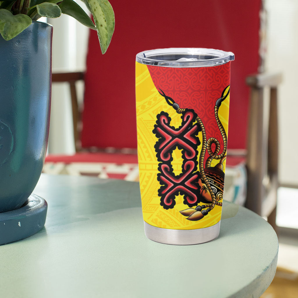 Personalised Papua New Guinea Oro Necklace Tumbler Cup Gold Melanesia Traditional Pattern LT9 - Polynesian Pride