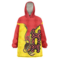 Personalised Papua New Guinea Oro Necklace Wearable Blanket Hoodie Gold Melanesia Traditional Pattern LT9 One Size Gold - Polynesian Pride