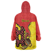 Personalised Papua New Guinea Oro Necklace Wearable Blanket Hoodie Gold Melanesia Traditional Pattern LT9 - Polynesian Pride