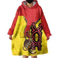 Personalised Papua New Guinea Oro Necklace Wearable Blanket Hoodie Gold Melanesia Traditional Pattern LT9 - Polynesian Pride