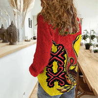 Personalised Papua New Guinea Oro Necklace Women Casual Shirt Gold Melanesia Traditional Pattern LT9 - Polynesian Pride