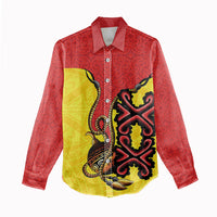 Personalised Papua New Guinea Oro Necklace Women Casual Shirt Gold Melanesia Traditional Pattern LT9 - Polynesian Pride