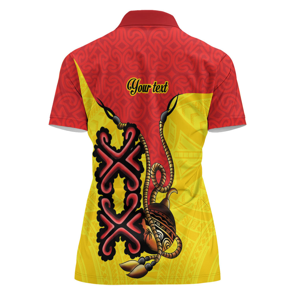 Personalised Papua New Guinea Oro Necklace Women Polo Shirt Gold Melanesia Traditional Pattern LT9 - Polynesian Pride