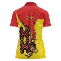 Personalised Papua New Guinea Oro Necklace Women Polo Shirt Gold Melanesia Traditional Pattern LT9 - Polynesian Pride