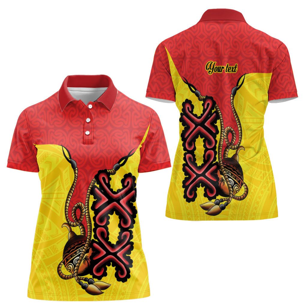 Personalised Papua New Guinea Oro Necklace Women Polo Shirt Gold Melanesia Traditional Pattern LT9 - Polynesian Pride