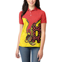 Personalised Papua New Guinea Oro Necklace Women Polo Shirt Gold Melanesia Traditional Pattern LT9 - Polynesian Pride