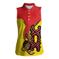 Personalised Papua New Guinea Oro Necklace Women Sleeveless Polo Shirt Gold Melanesia Traditional Pattern LT9 Female Gold - Polynesian Pride