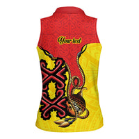 Personalised Papua New Guinea Oro Necklace Women Sleeveless Polo Shirt Gold Melanesia Traditional Pattern LT9 - Polynesian Pride