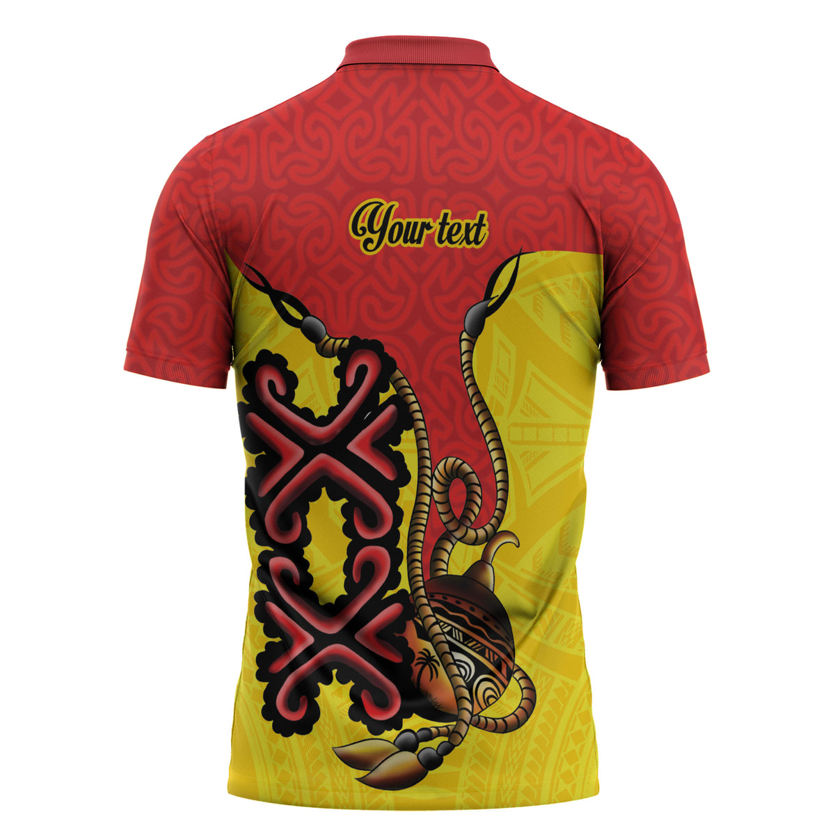 Personalised Papua New Guinea Oro Necklace Zipper Polo Shirt Gold Melanesia Traditional Pattern LT9 - Polynesian Pride