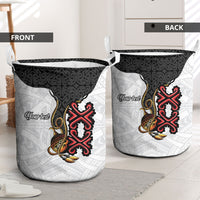 Personalised Papua New Guinea Oro Necklace Laundry Basket Black Melanesia Traditional Pattern LT9 - Polynesian Pride