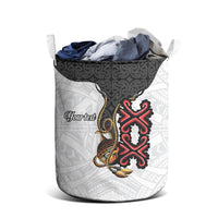 Personalised Papua New Guinea Oro Necklace Laundry Basket Black Melanesia Traditional Pattern LT9 - Polynesian Pride