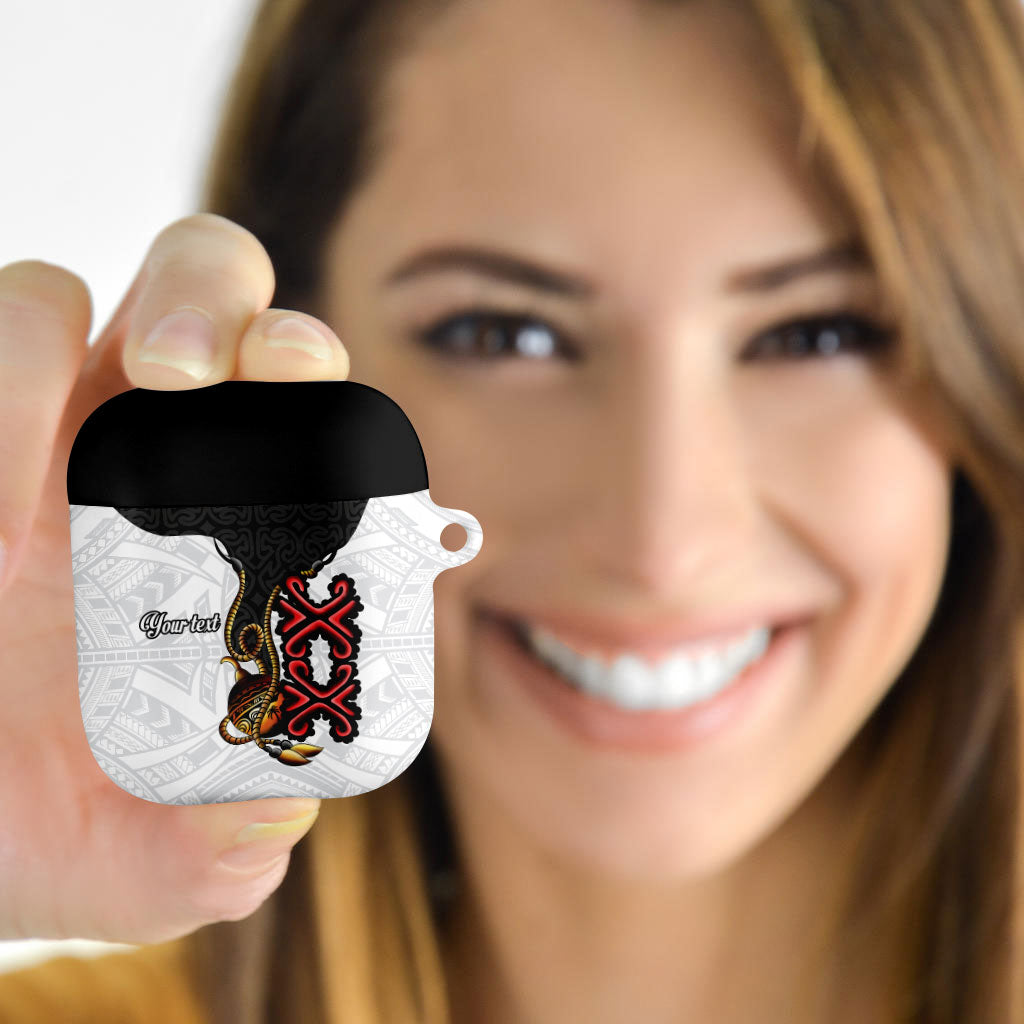 Personalised Papua New Guinea Oro Necklace AirPods Case Black Melanesia Traditional Pattern LT9 - Polynesian Pride