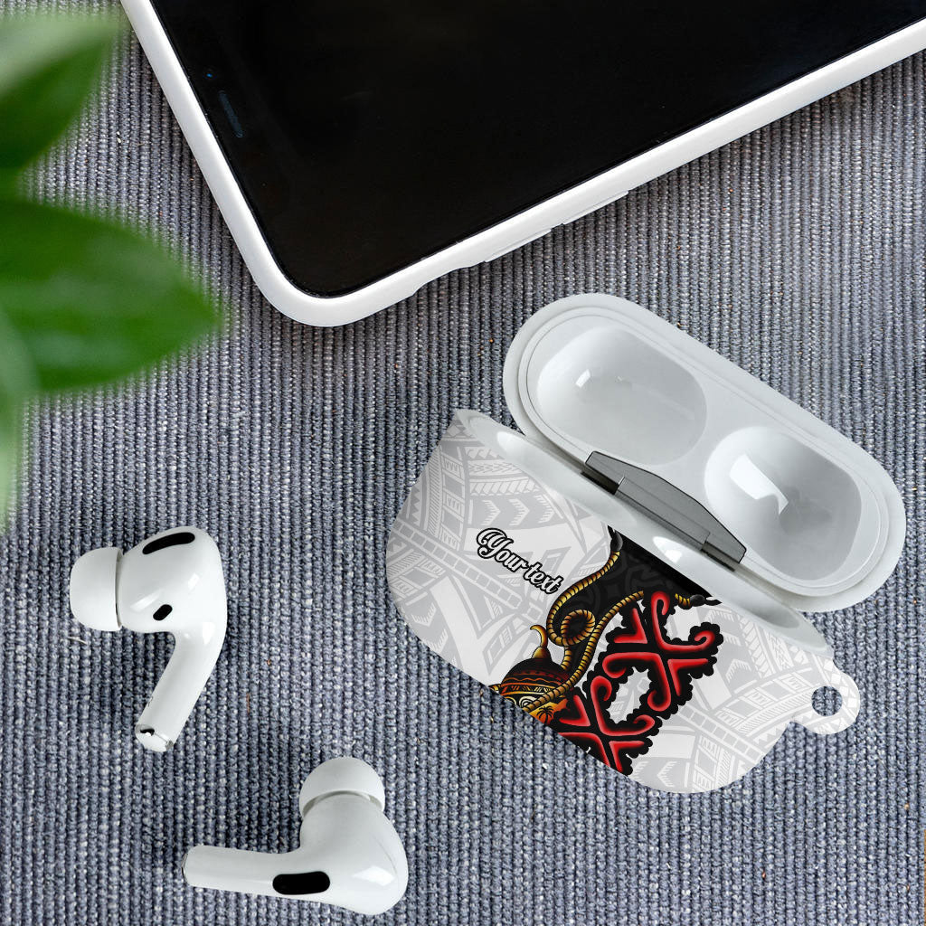 Personalised Papua New Guinea Oro Necklace AirPods Case Black Melanesia Traditional Pattern LT9 - Polynesian Pride