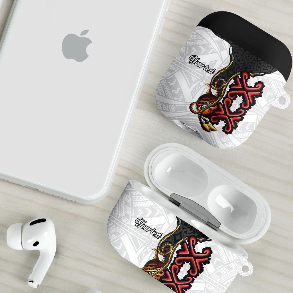 Personalised Papua New Guinea Oro Necklace AirPods Case Black Melanesia Traditional Pattern LT9 - Polynesian Pride